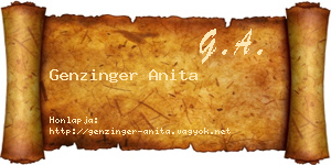 Genzinger Anita névjegykártya